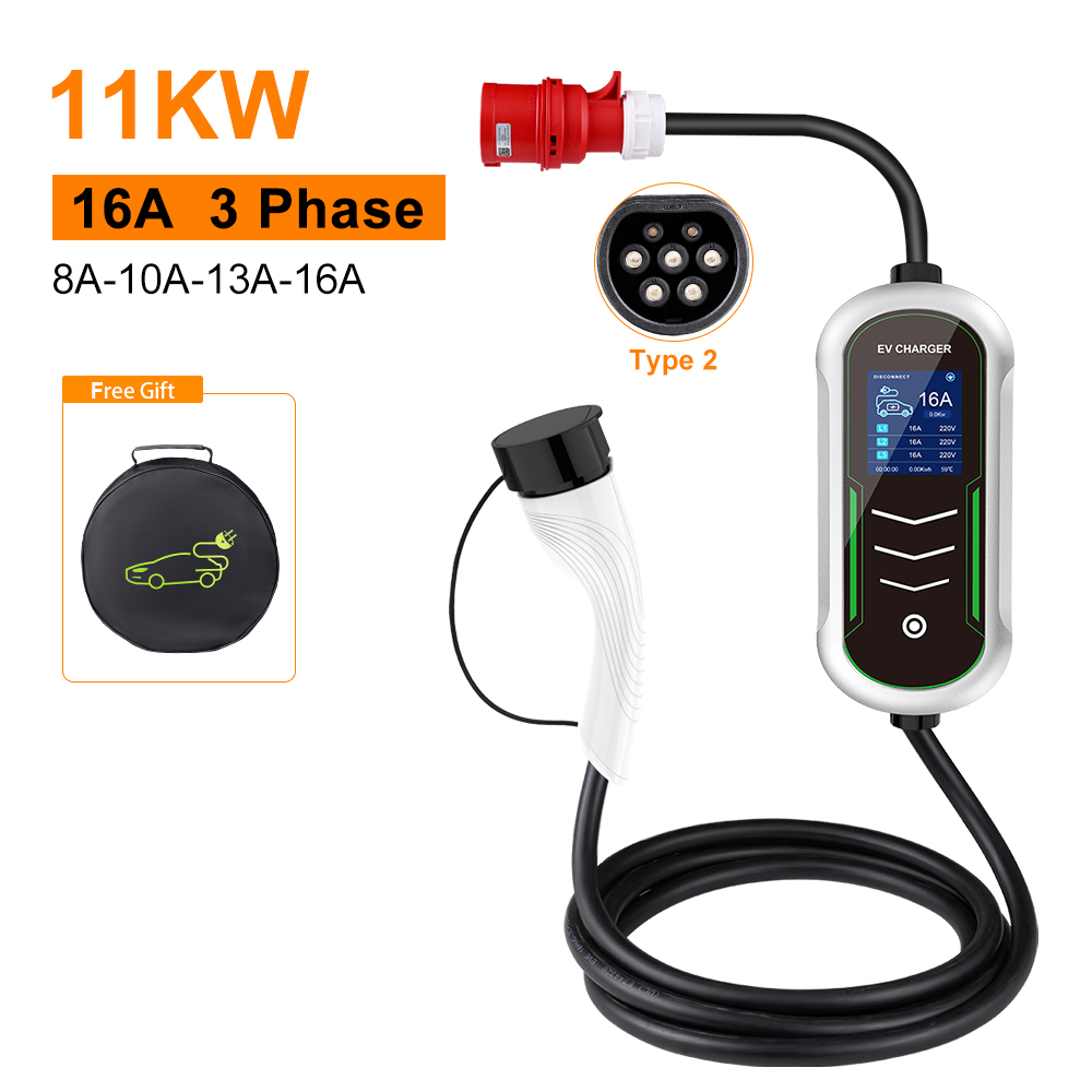 IPENGEN 11KW EV شاحن محمول Typ - مراجعة Type 2 Portable Ev Charger 11Kw Cee وسعره