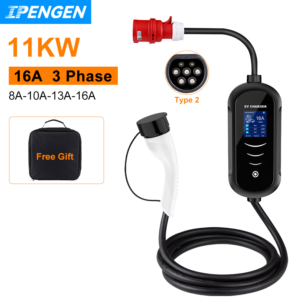 شاحن محمول IPENGEN للسيارة الك - مراجعة Type 2 Portable Ev Charger 11Kw Cee وسعره