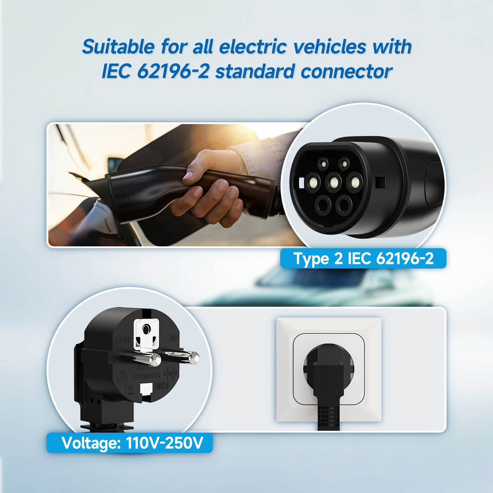 شاحن سيارات كهربائية محمول من  - مراجعة Type 2 Portable Ev Charger 11Kw Cee وسعره